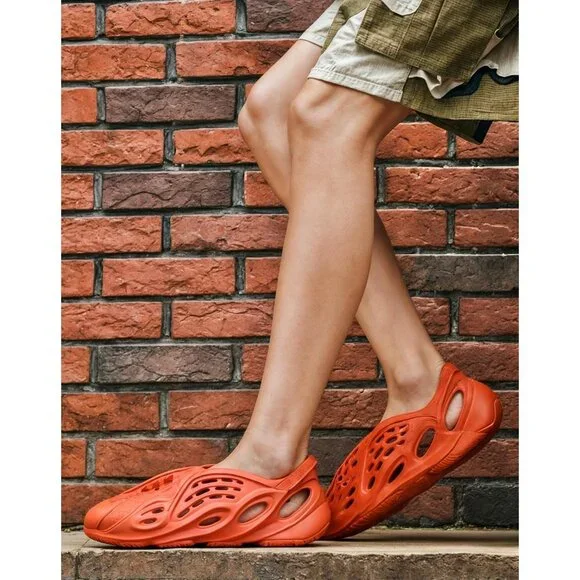Men's Red Non Slip Cloud Slides Lightweight Foam Runner Sandal Shoes